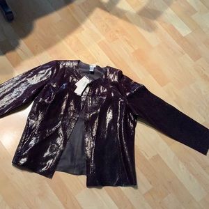 Chicos Reversible Jacket- Genuine Leather- Chicos Size 2- Brand New with Tags